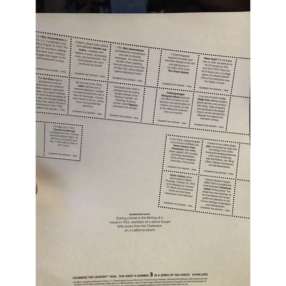 US #3184 MNH pane of 15, 32c Celebrate the Century, 1920's - Picture 4 of 4